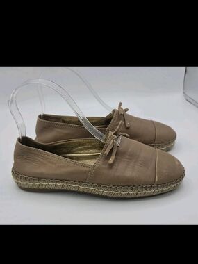 Prada Nappa Leather Espadrilles Tan Brown Bow Italy Womens Size 35 US 5